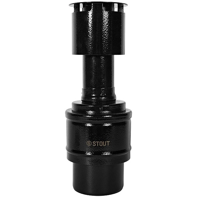 Оголовок STOUT вертикальный с ветрозащитой традиц. коакс. D60(п)/100(п) ЧЕРНЫЙ узкий (SCR-6010-800012)