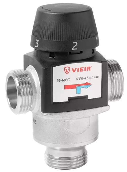 Термостатический смесительный клапан VIEIR 1″ 20-50°C Kvs-4,5 (VR201A)