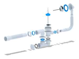 Сифон для ванны АНИПласт E255 1 1/2 дюйма регулируемый с переливом и гибкой трубой 40х50 мм (E255)