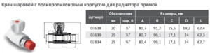 Кран радиаторный прямой полипропиленовый Aqualink