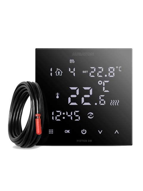 Встраиваемый проводной недельный регулятор температуры Auraton PICTOR DS, черный